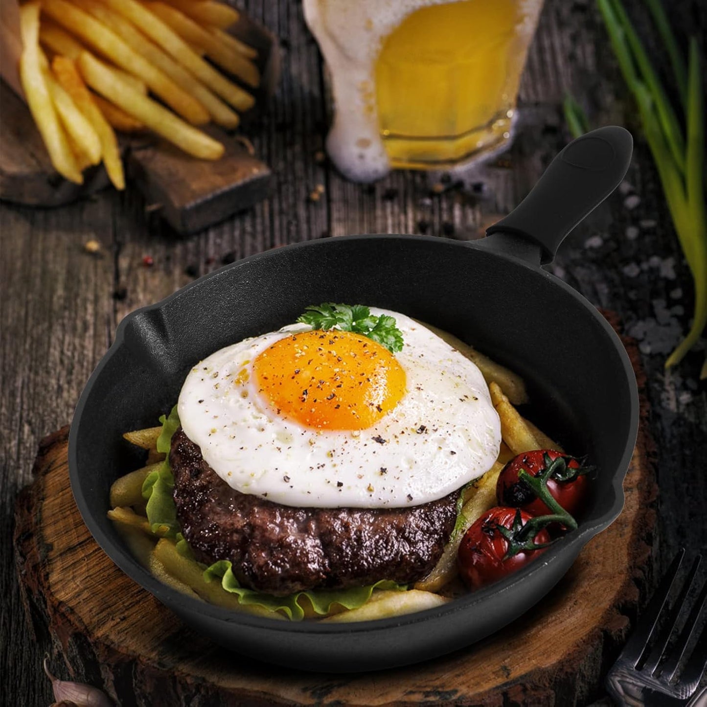 Pre-Seasoned Cast Iron Skillet Set - 3 Piece Frying Pan With Heat-Resi