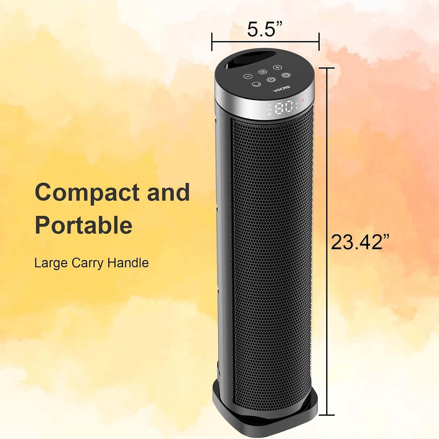 Space Heater for Indoor Use with Remote - 70° Oscillating Tower Electric Heater, 24 Inchs, 12H Timer, 1500W Quiet PTC Ceramic Heating with Thermostat, Fast Safety Heat for Office, Home, Bedroom