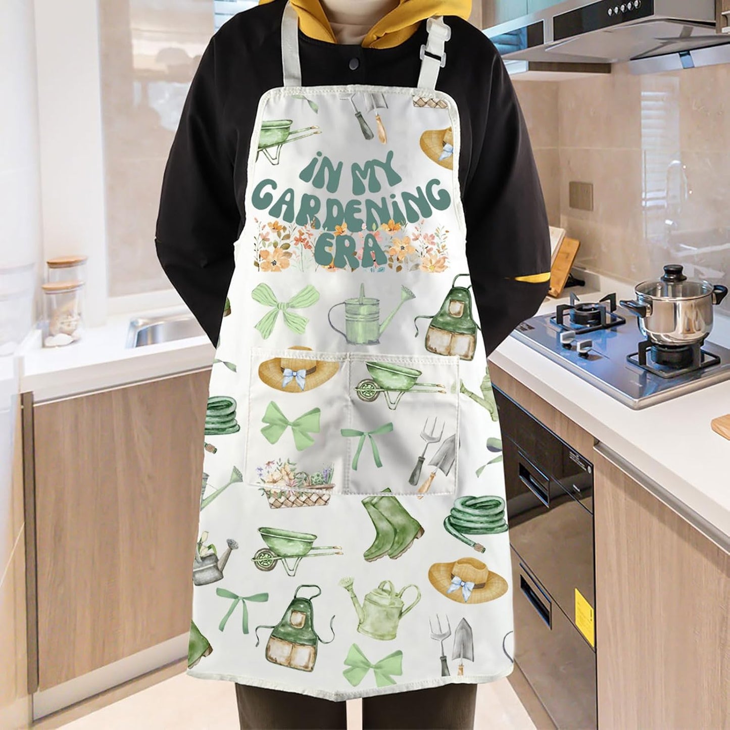 WCGXKO In My Gardening Era Kitchen Apron Gardener Gift Garden Lover Gift Garden Gift Cute Plant Mom Gift Mother’s Day Gift