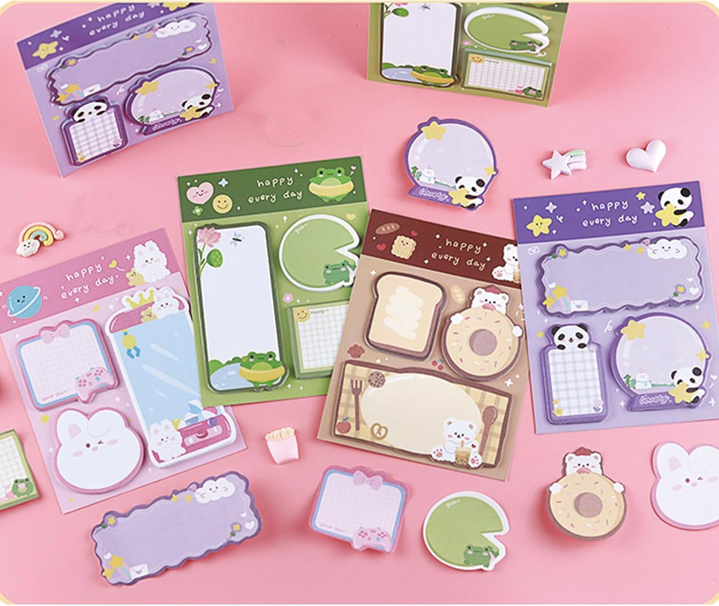 4 Pack Cute Sticky Notes Cartoon Animal Sticky Memo Pads Kawaii Small