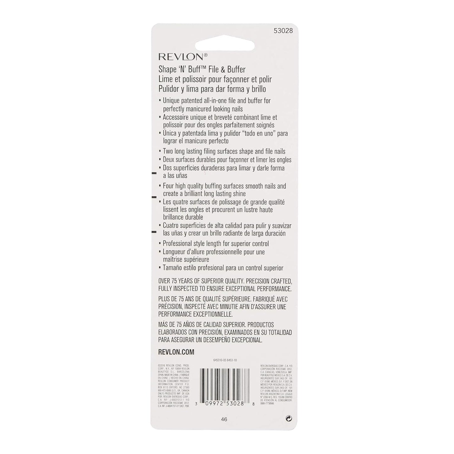 Revlon Shape 'N' Buff Nail Buffer Block, All-in-One Manicure Tool for