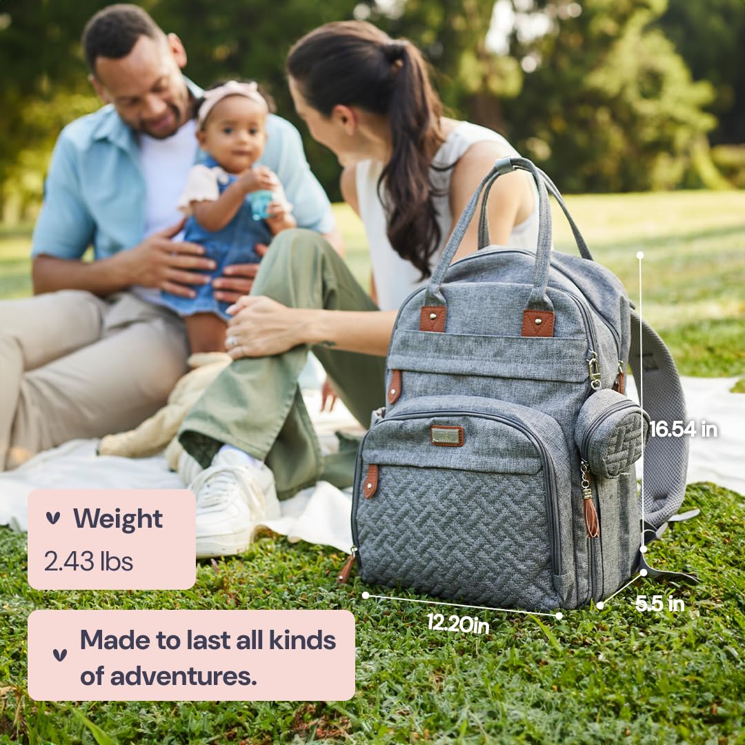 BabbleRoo Diaper Bag Backpack - Baby Essentials Travel Tote - Multi Fu