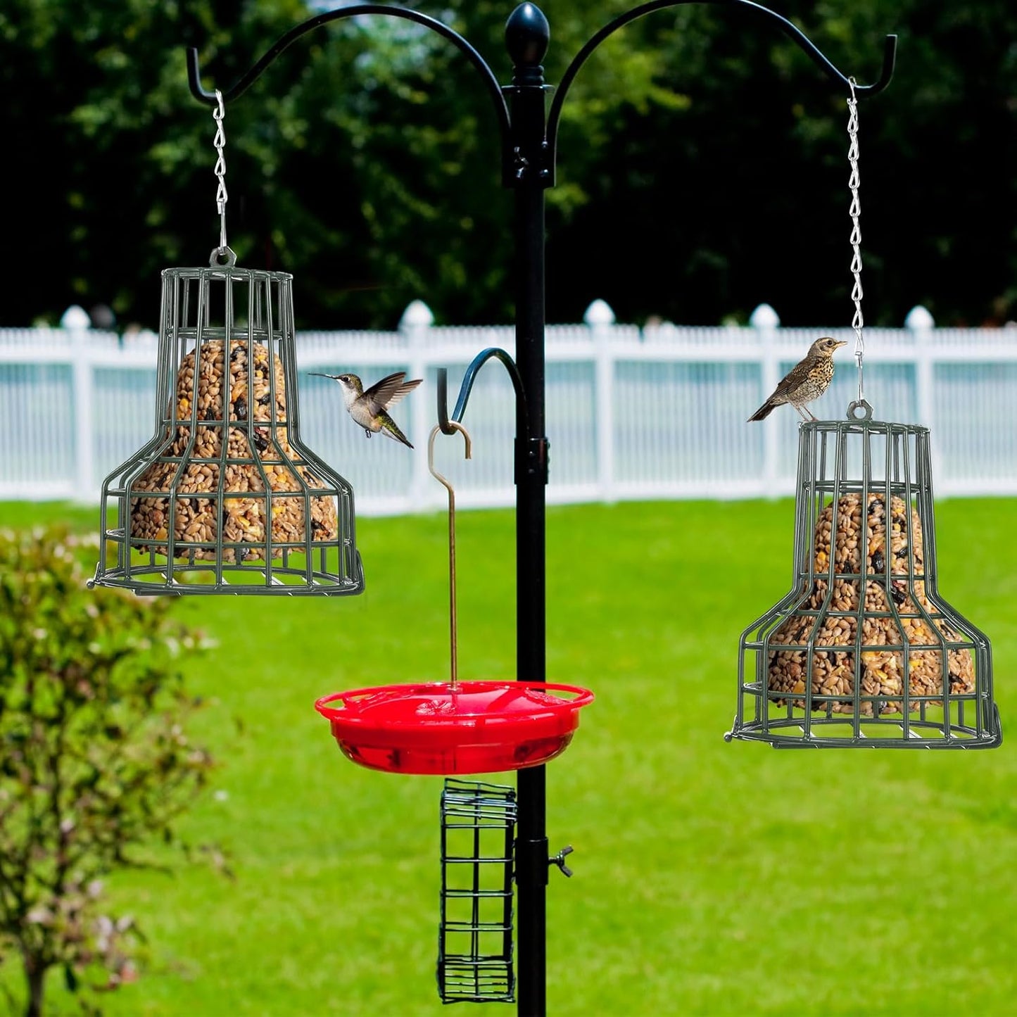2 Pcs Bird Seed Bell Wild Bird Feeder S-8 Seed Cake Bell Feeders Outdoor Garden Cages Hanger with Stainless Steel Chain for Outside