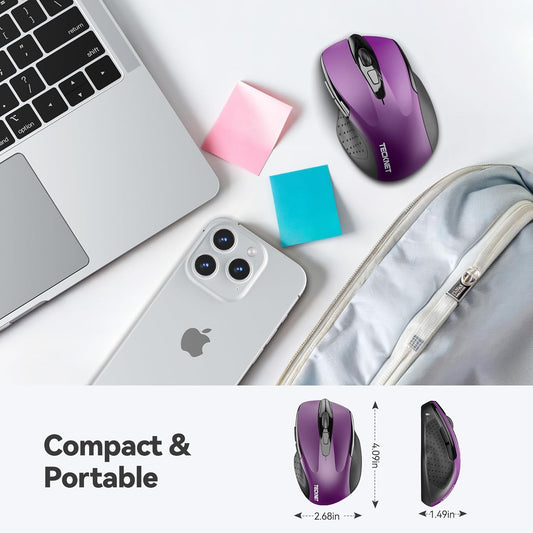 TECKNET Wireless Mouse, 2.4G Ergonomic Optical Mouse, Computer Mouse f