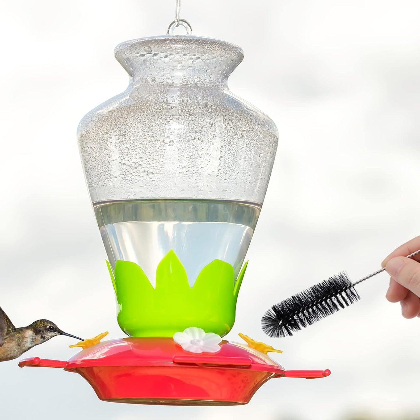 38 Pcs 3 Size Hummingbird Feeder Cleaning Brush Mini Nylon Tube Brush with 16 Flowers Bird Replacement Parts Double Headed Brushes for Bottle Feeding Holes Replacement(Black)