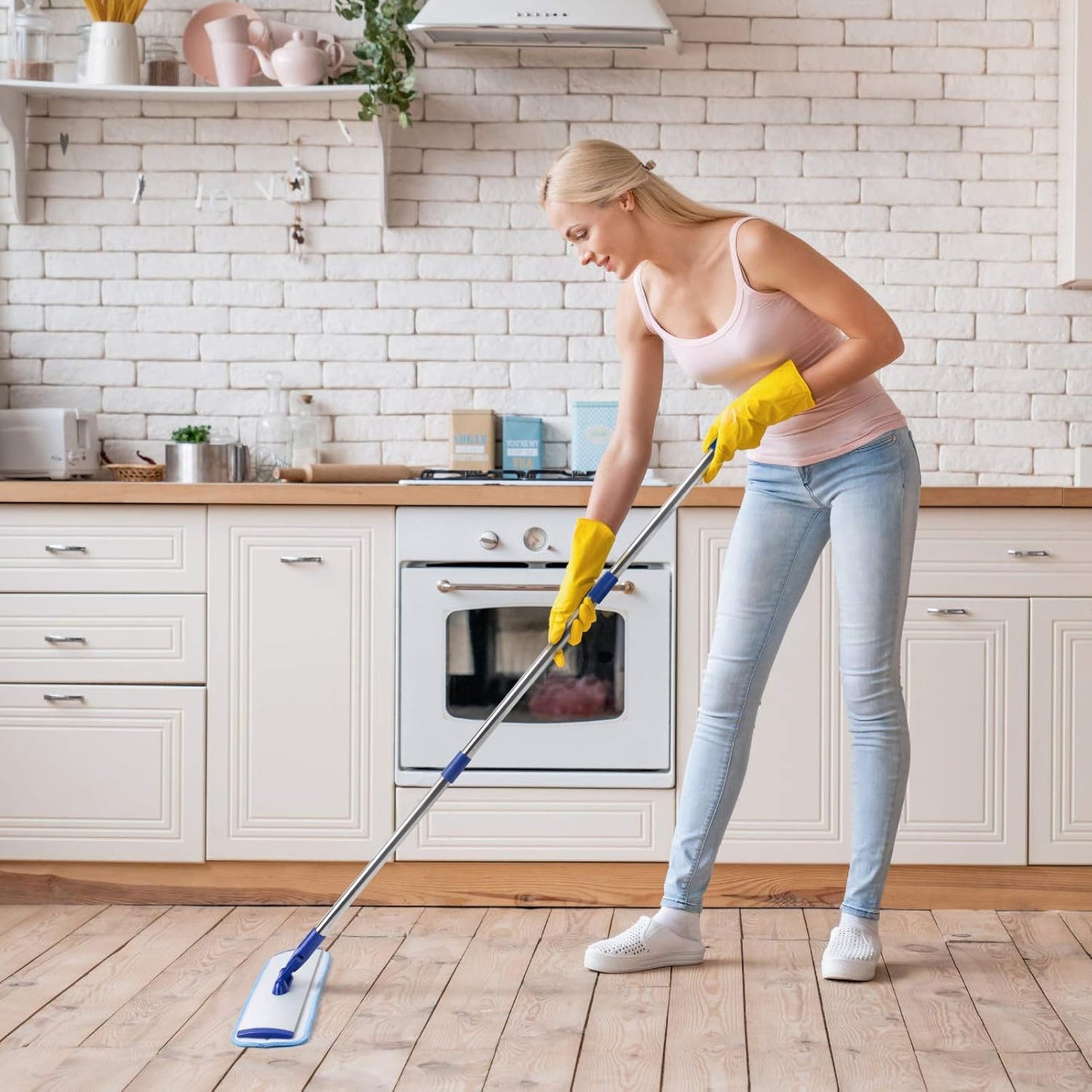 18" Professional Microfiber Mop Floor Cleaning System, Flat Mop with S