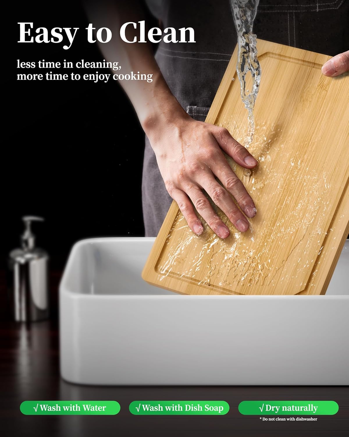 Kitsure Bamboo Cutting Board - Multi-Sizes Wooden Cutting Boards for Kitchen, Convenient Kitchen Essentials with Deep Juice Grooves, Cutting Board for Chopping & Serving, Large, Natural