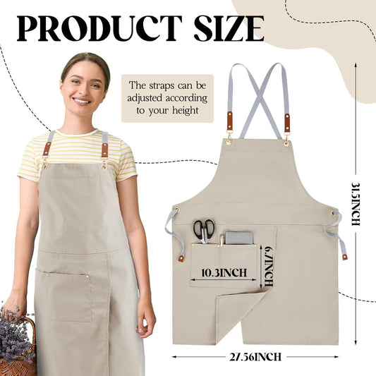 Crossback Pottery Apron Split Leg with Large Pocket Canvas Apron with Adjustable Strap for Art Garden Nail Tech Hairstylist