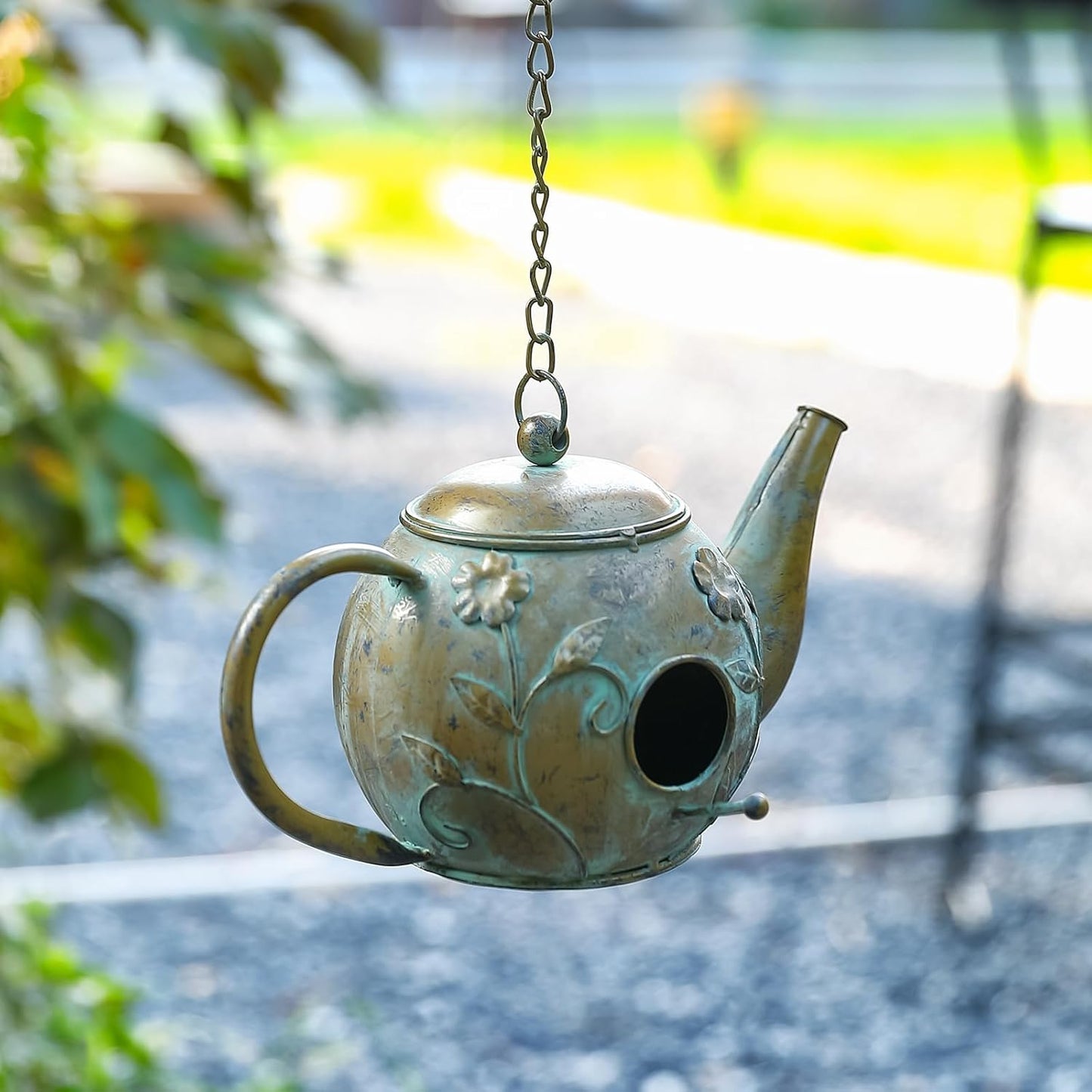Bird House, Teapot Hanging Bird House, Metal Bird Houses for Outside, Antique Cute Birdhouse, Unique Decorative Birdhouses for Outdoors Garden Patio Yard Lawn Backyard Decor