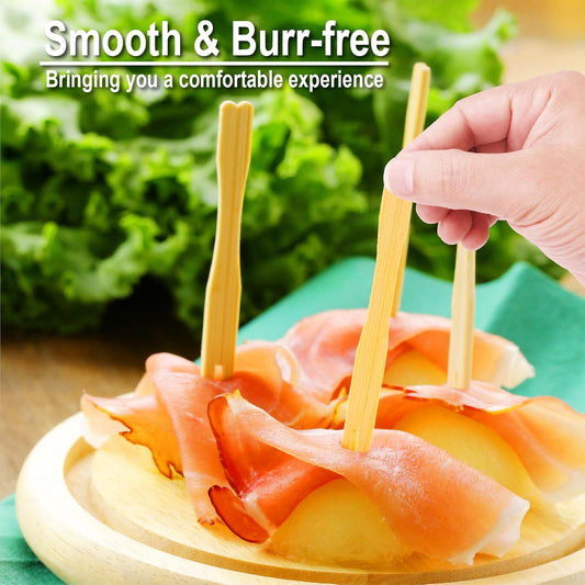 400 Bamboo Appetizer Forks, 3.5 Inch Mini Bamboo Forks for Charcuterie Boards Accessories, Fancy Toothpicks for Appetizers, Disposable Wooden Cocktail Fork, Small Fruit Food Picks for Party Supplies