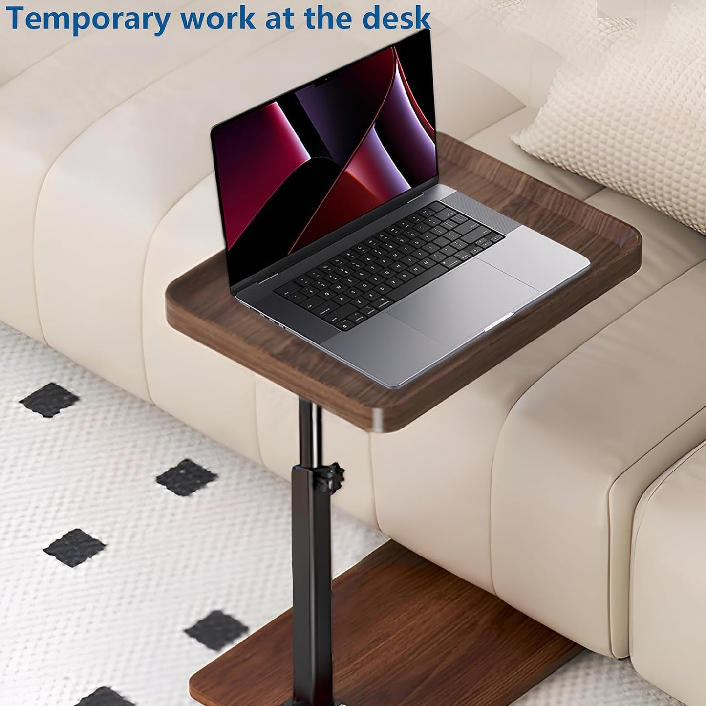 C Table End Table Adjustable Height, 360°Swivel TV Tray Table for Smal