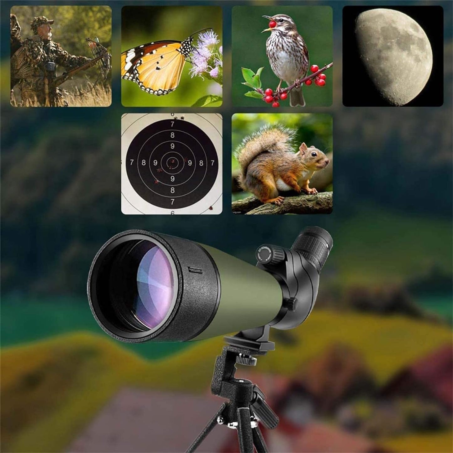 GOSKY 20-60x80 HD Spotting Scope with Tripod, Carrying Bag - BAK4 Angled Scope for Target Shooting Hunting Bird Watching Wildlife Scenery (with Smartphone Adapter+SLR Mount Compatible with Nikon)