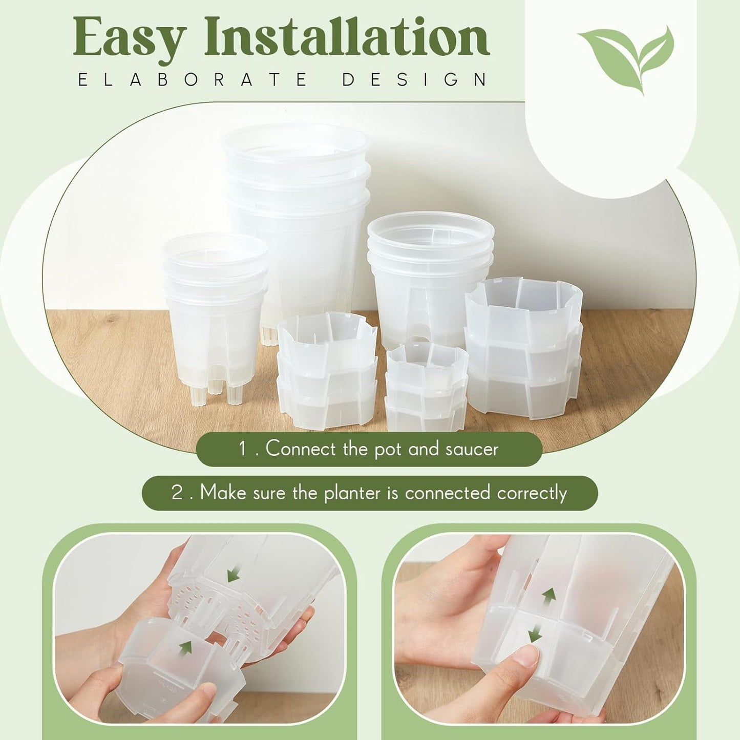 Self Watering Pots for Indoor Plants with Deep Reservoir and High Drai