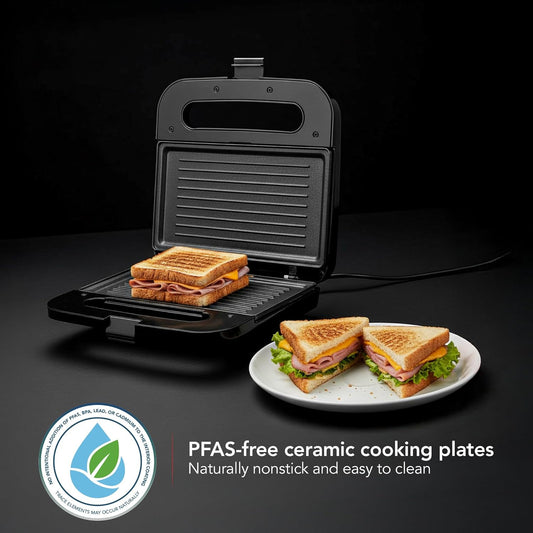 OVENTE Electric Panini Press Grill with Nonstick Plates, LED Indicator