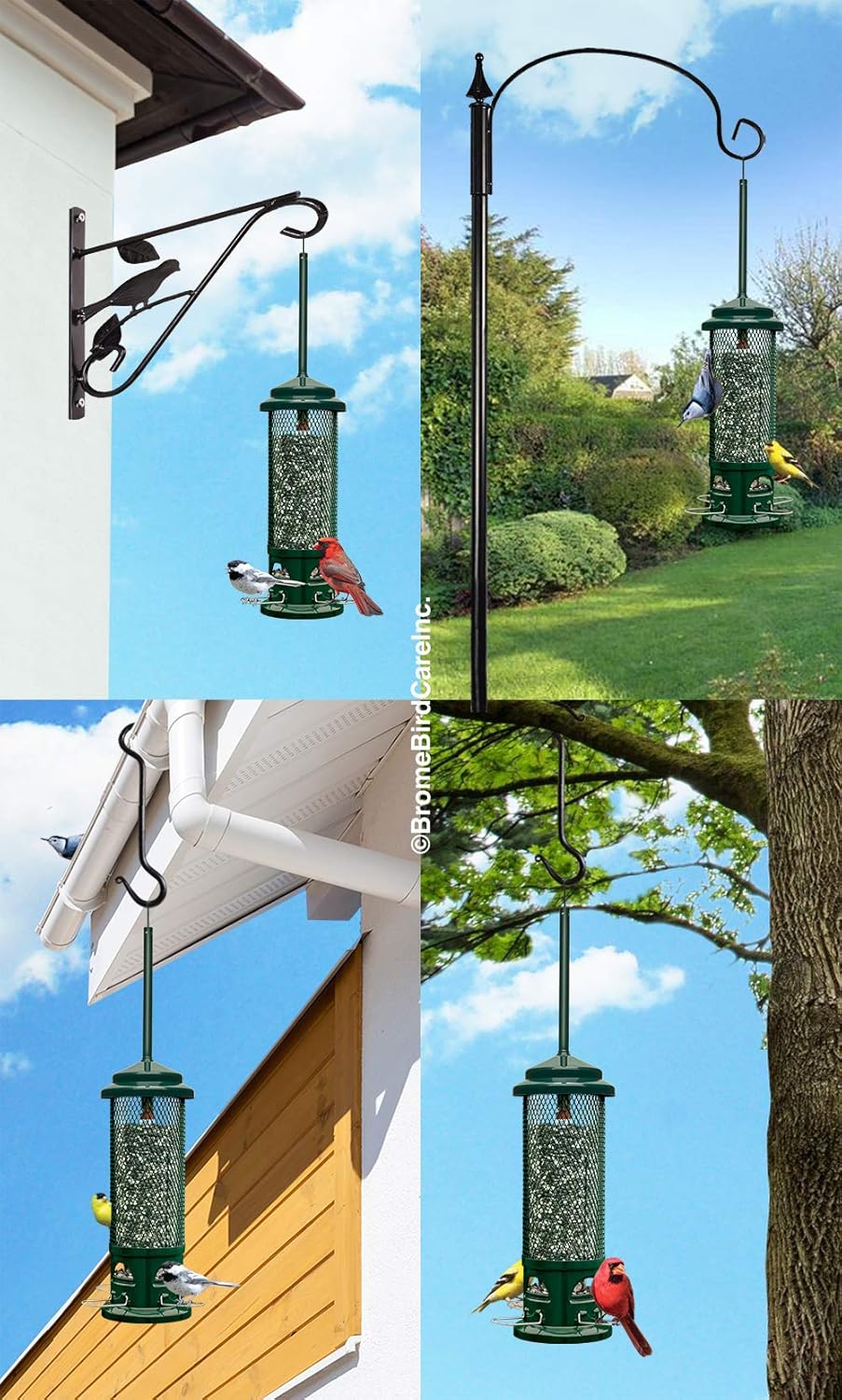 Squirrel Buster Legacy Squirrel-Proof Bird Feeder for Wild Birds – 4 Metal Removable Perches, 2.6 lb Seed Capacity, Chew-Proof Design, Easy to Clean, Green