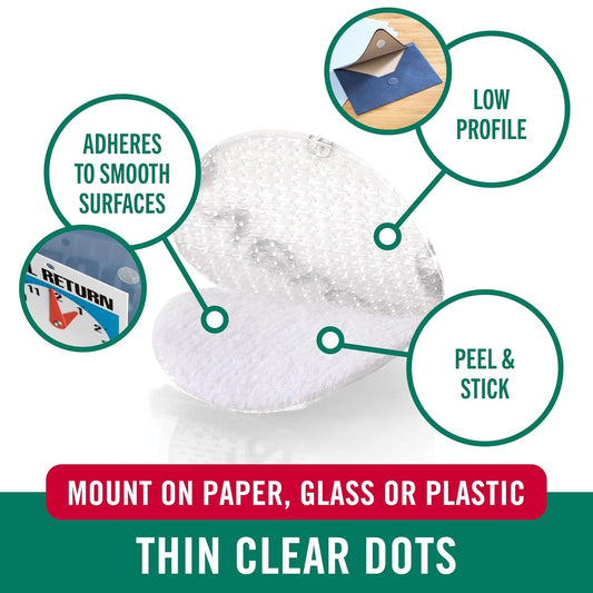 VELCRO Brand - Thin Clear Fasteners | General Purpose/ Low Profile | Perfect for Home or Office | 3/8" Circles , 56-Count - Clear