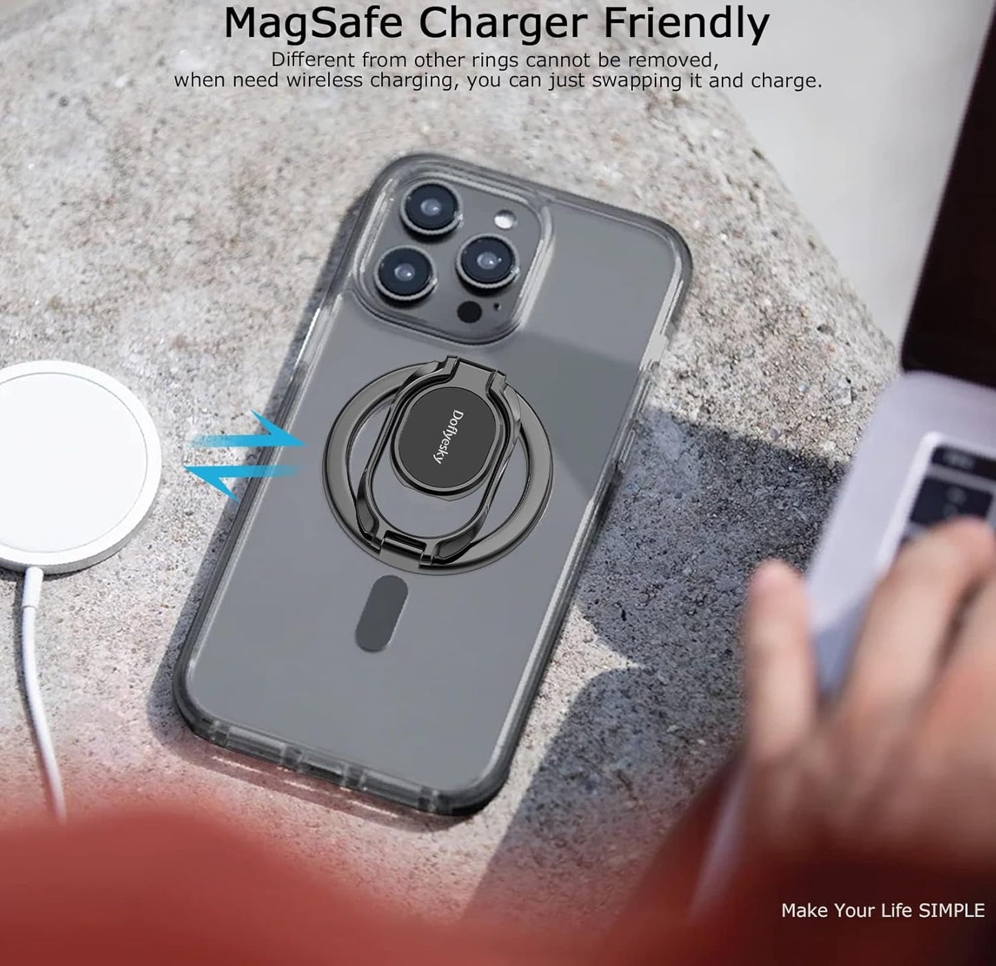 Magnetic Phone Ring Holder with Magsafe, Double Adjustable Gym Finger