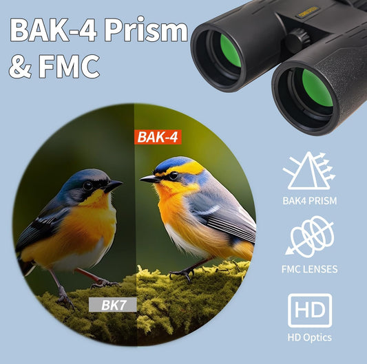 10x42 HD Binoculars for Adults High Powered, Coregreen BAK-4 Prism FMC Lens Professional, Large View Binoculars with Clear Low Light Vision for Bird Watching Hunting Hiking Travel Cruise