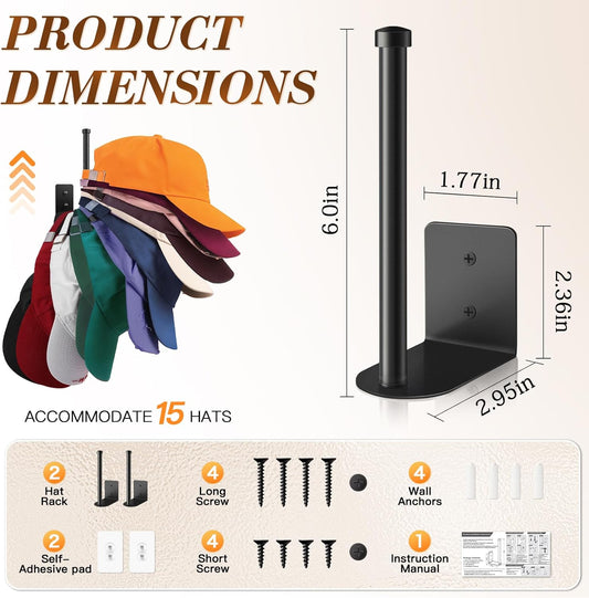 STYLISHT RV Essentials Hat Organizer: Camper Accessories 2 Pack - Hat Rack for RV Accessories Lovers - Perfect for Camper Accessory and Home Organization - Hat Rack for Wall