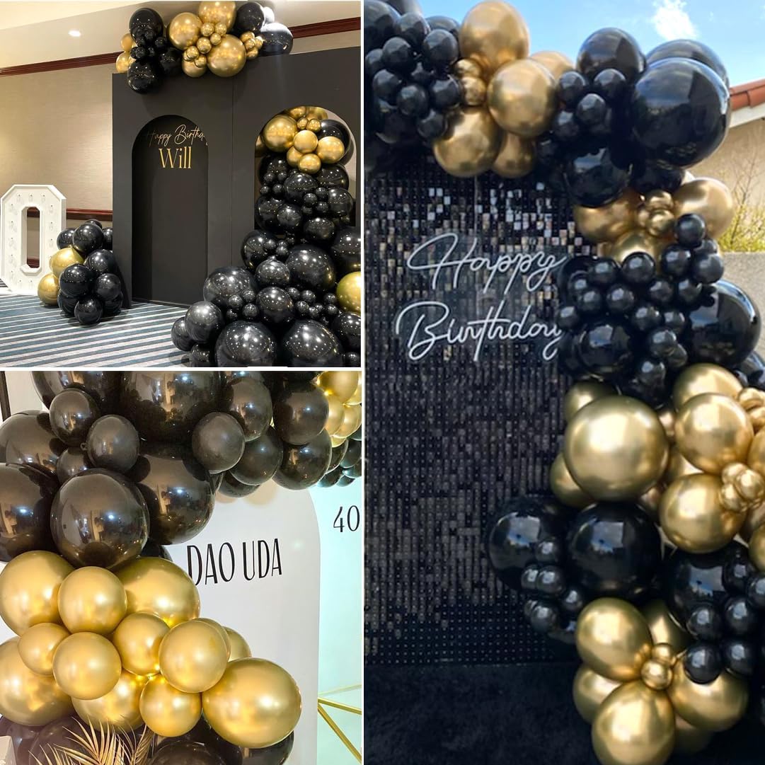 Black and Gold Balloons, 50PCS 12 Inch Black and Gold Confetti Balloon Party Decorations for Birthday,Graduation,New Years,Wedding,Engagement Party Decorations