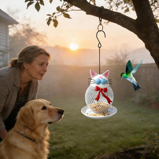 Wild Bird Feeders,Squirrel Proof Cat Shape Feeding Station,Garden Bird Feeder | for Finch Garden Backyard Balcony Porch Patio Yard Outside