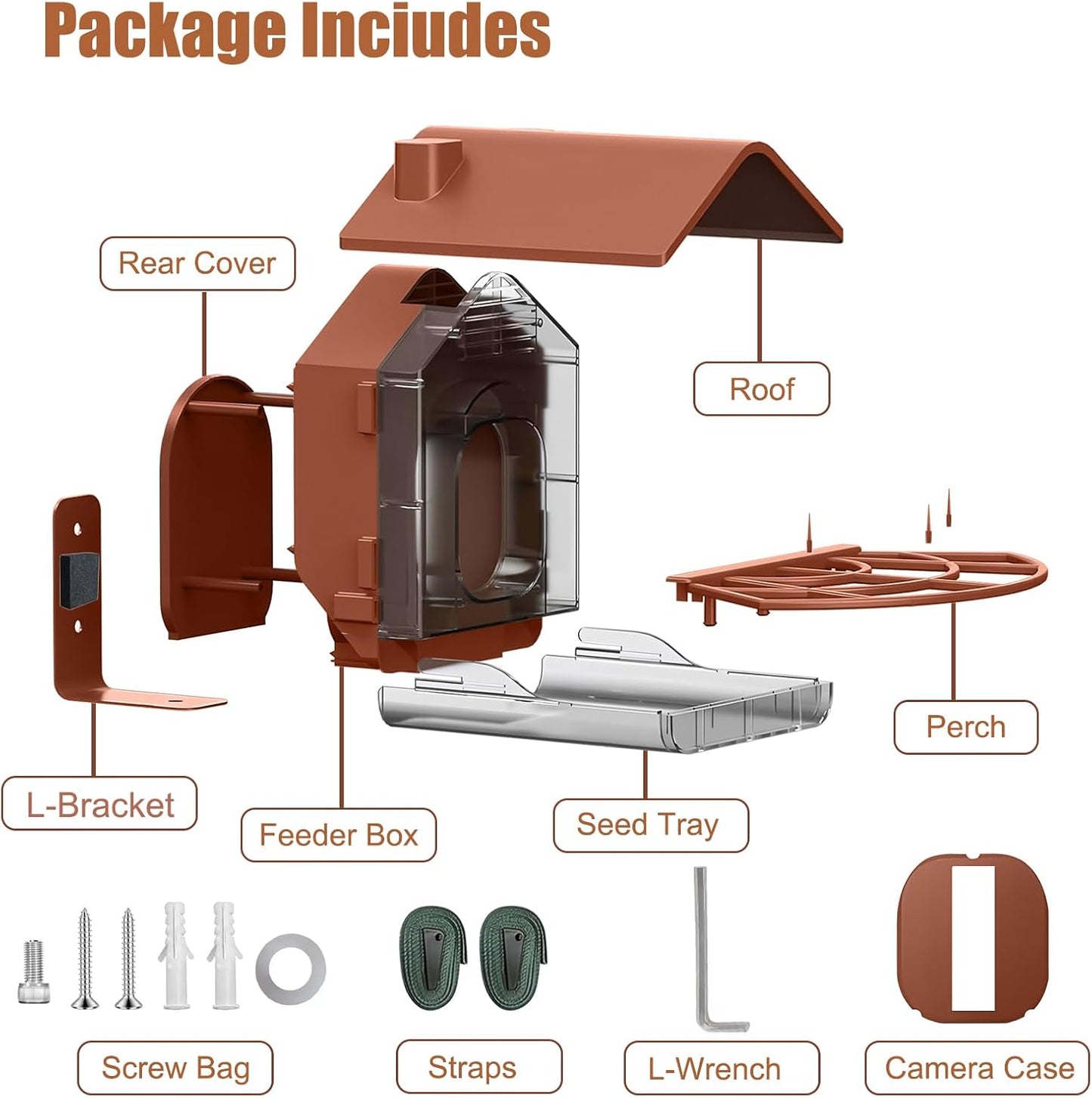 Zivif Smart Bird Feeders for Outdoors, Bird Feeder with Camera Case Compatible with Ring Stick Up Camera, Bird Feeder Camera for Bird Watching (Camera NOT Included)