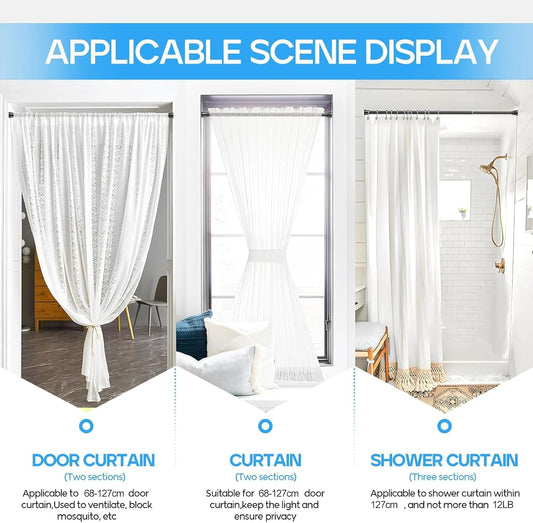 Tension Curtain Rod Black Tension Rod 28 To 48 Inch Spring Curtain Rods Non Slip Tension Rods 1pcs For Windows No Drilling Adjustable Tension Rods of Curtains Window Closet Kitchen Wardrobe