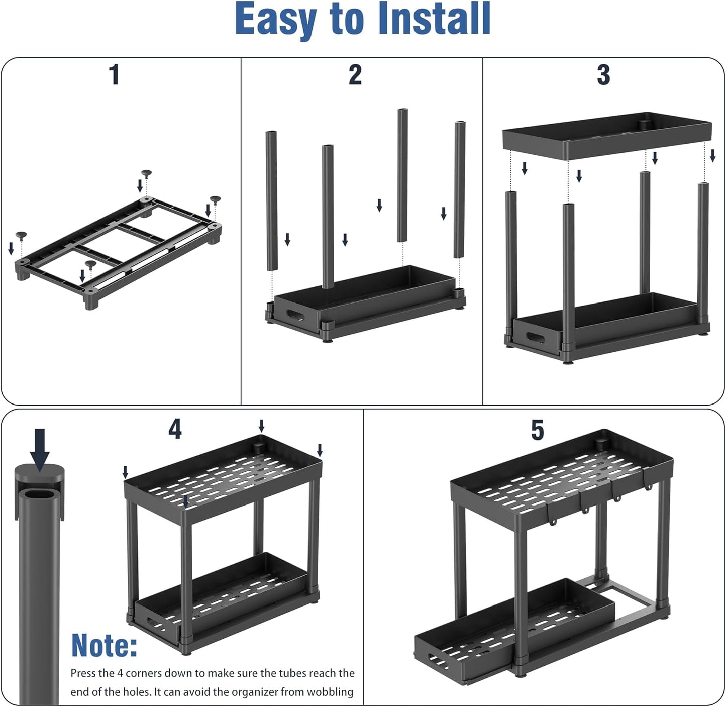 2 Pack Pull-Out Storage Organizers, Under Sink Organizer and Storage f