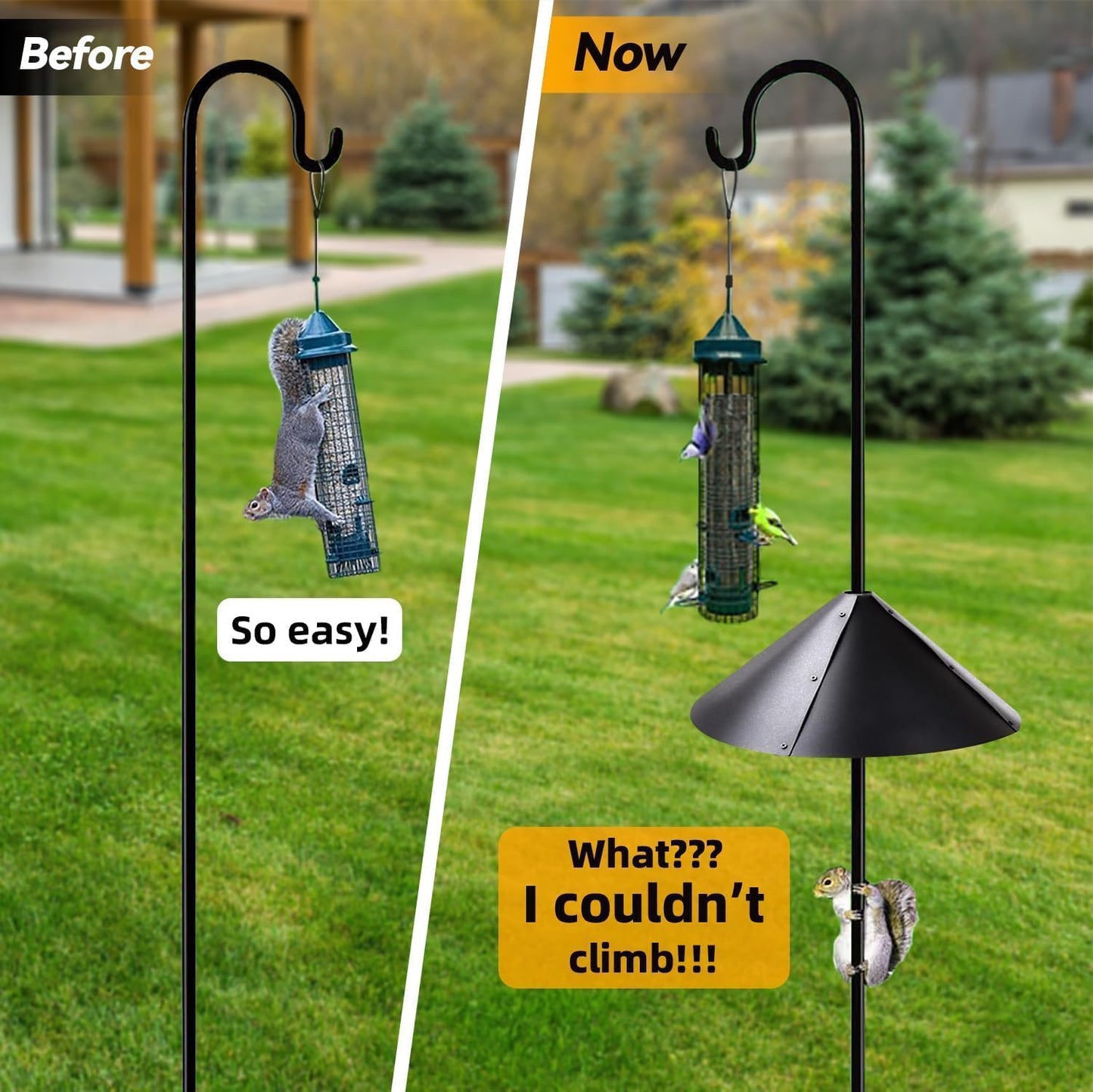 2 Pack Squirrel Baffle for Bird Feeder Pole, Outside Pole Mount Bird H