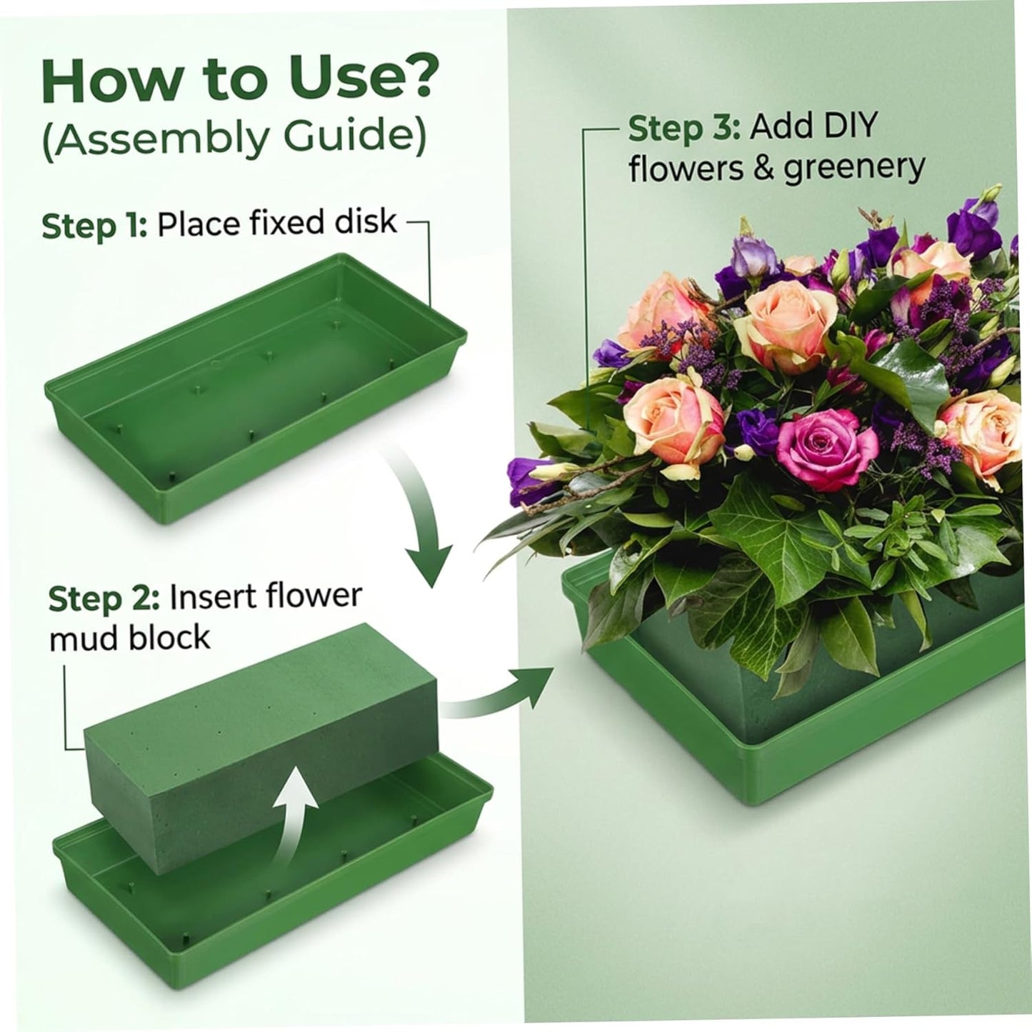 Flower Pots 4 Pack Floral Foam Trays for Wedding Car Decor, Plastic Fl