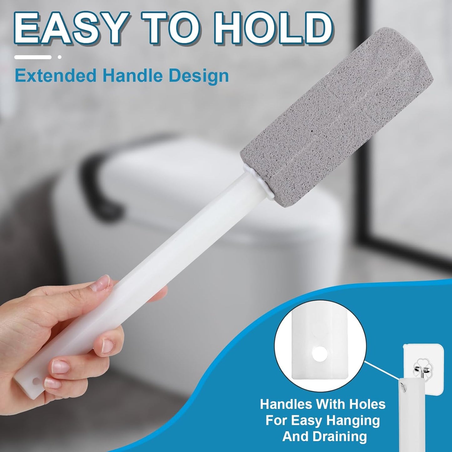 5 Packs Pumice Cleaning Stone with Extra Long Handle, Pumice Stone for