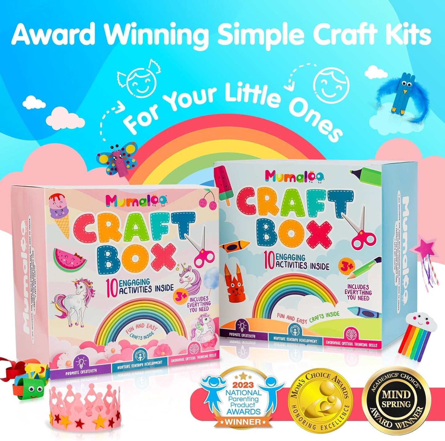 Craft Box for Kids - 10 Creative Arts and Crafts for Kids Ages 4-8, Fu