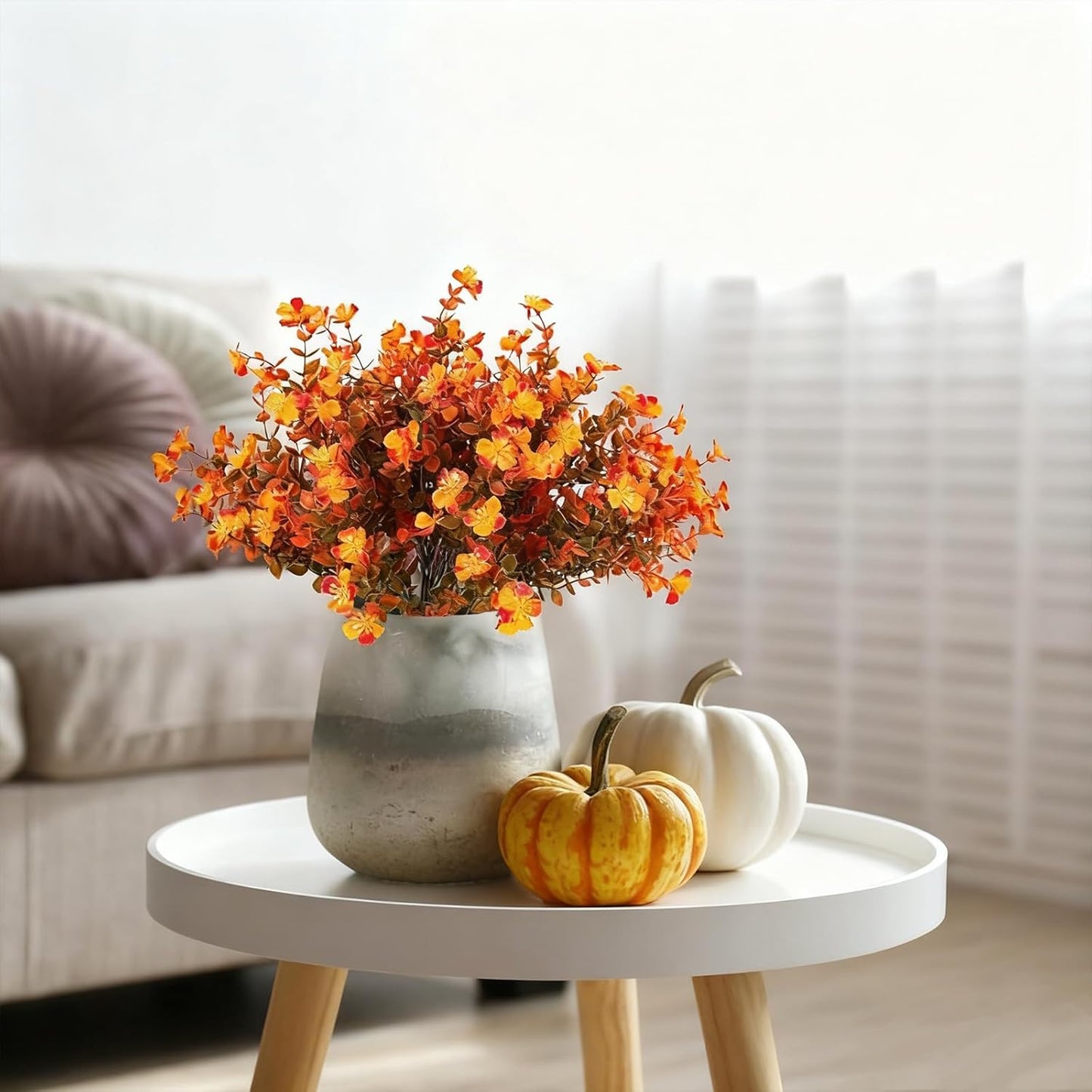 Guo's hyekbe 12 Bundles Faux Plum Blossoms - UV Resistant Artificial Flowers, Outdoor Safe Plastic Plants for Porch, Patio, Yard, Garden & Window Box Pot Planters Home Decoration