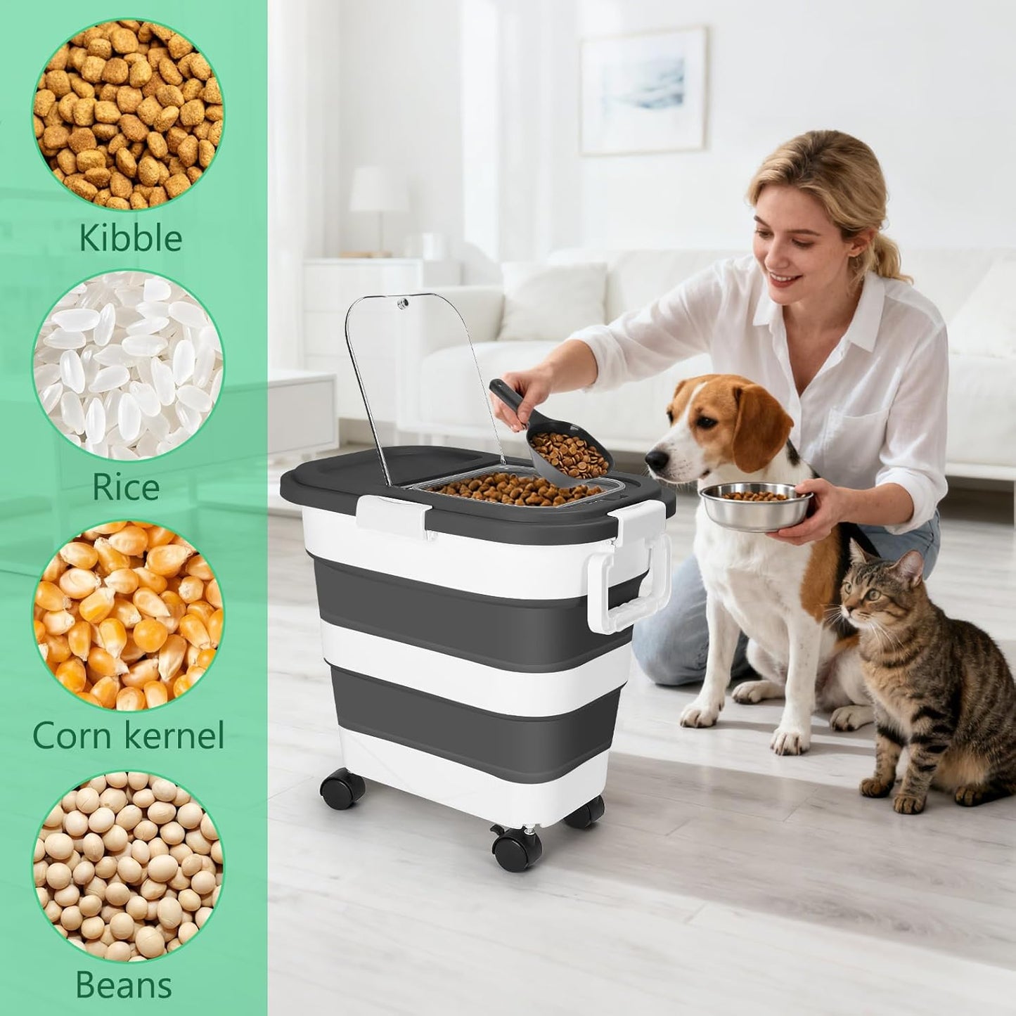 ShineMe Dog Food Storage Container, 30 Lbs Collapsible Food Storage Co