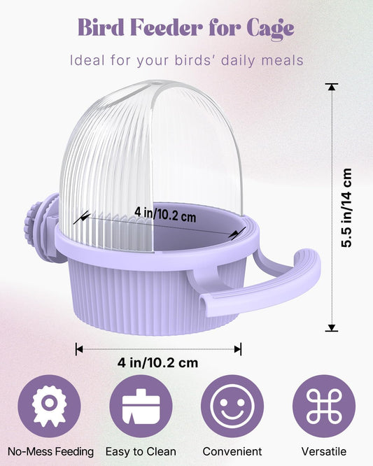 Pawfly No Mess Bird Feeder with Water Dispenser, Food and Water Bowl for Parakeet, Parrot, Cockatiel, Budgie and Lovebird