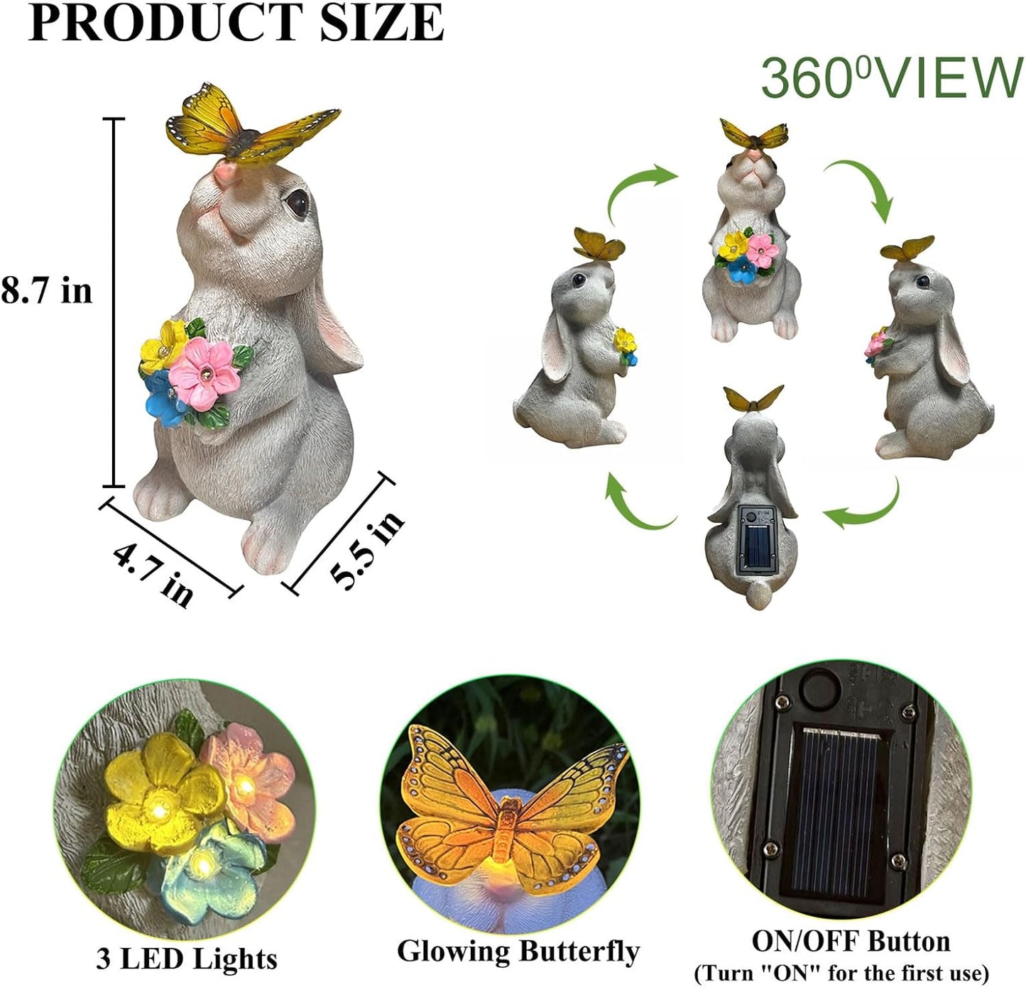YODY Solar Garden Statues Outdoor Decor- Yard Decorations for Patio, B