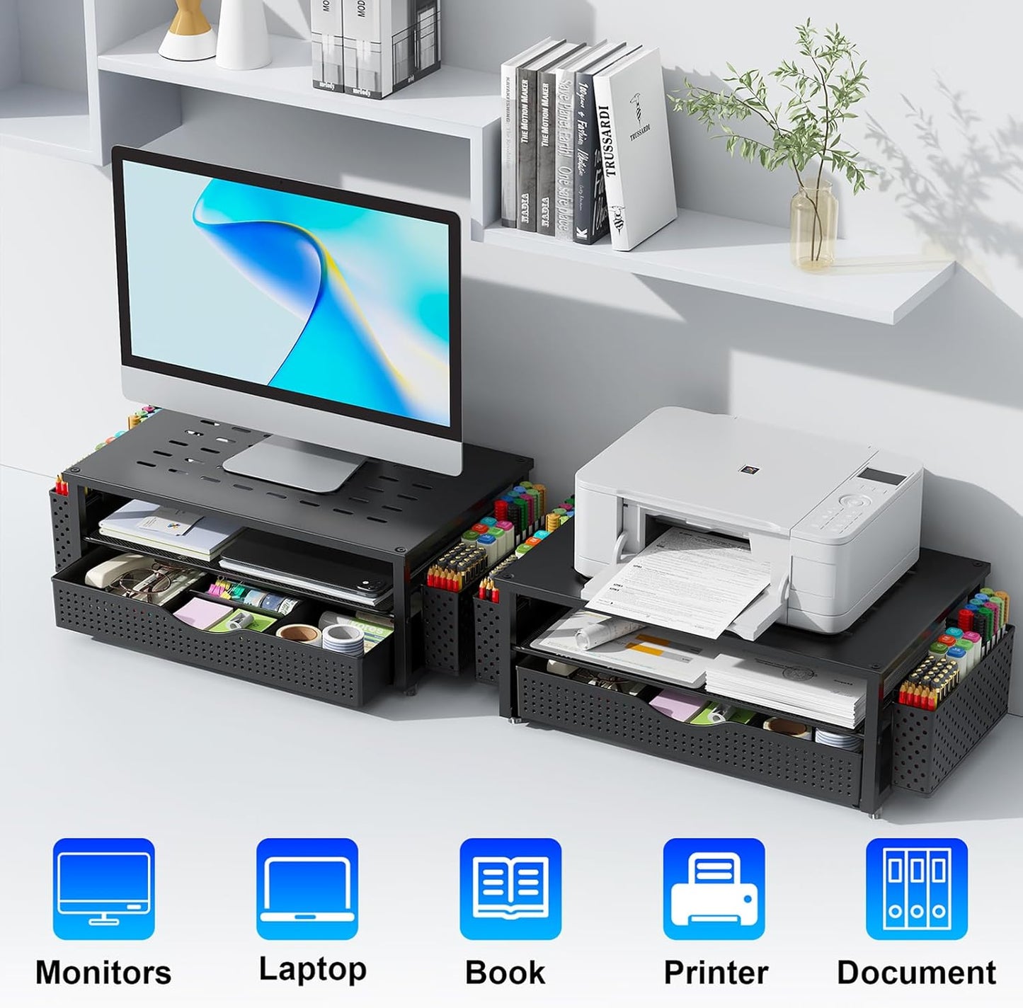 gianotter Desk Organizers and Accessories, Monitor Stand with Drawer a