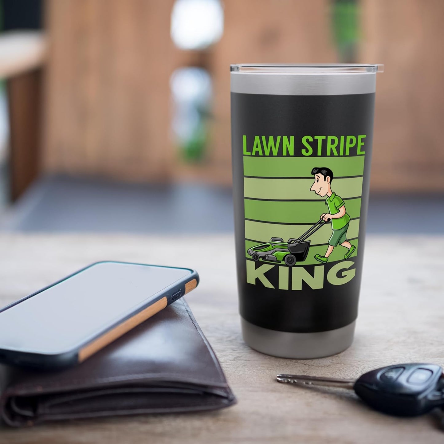 Lawn Stripe King Funny Lawn Mower Stripes Garden Lover Stainless Steel Insulated Tumbler