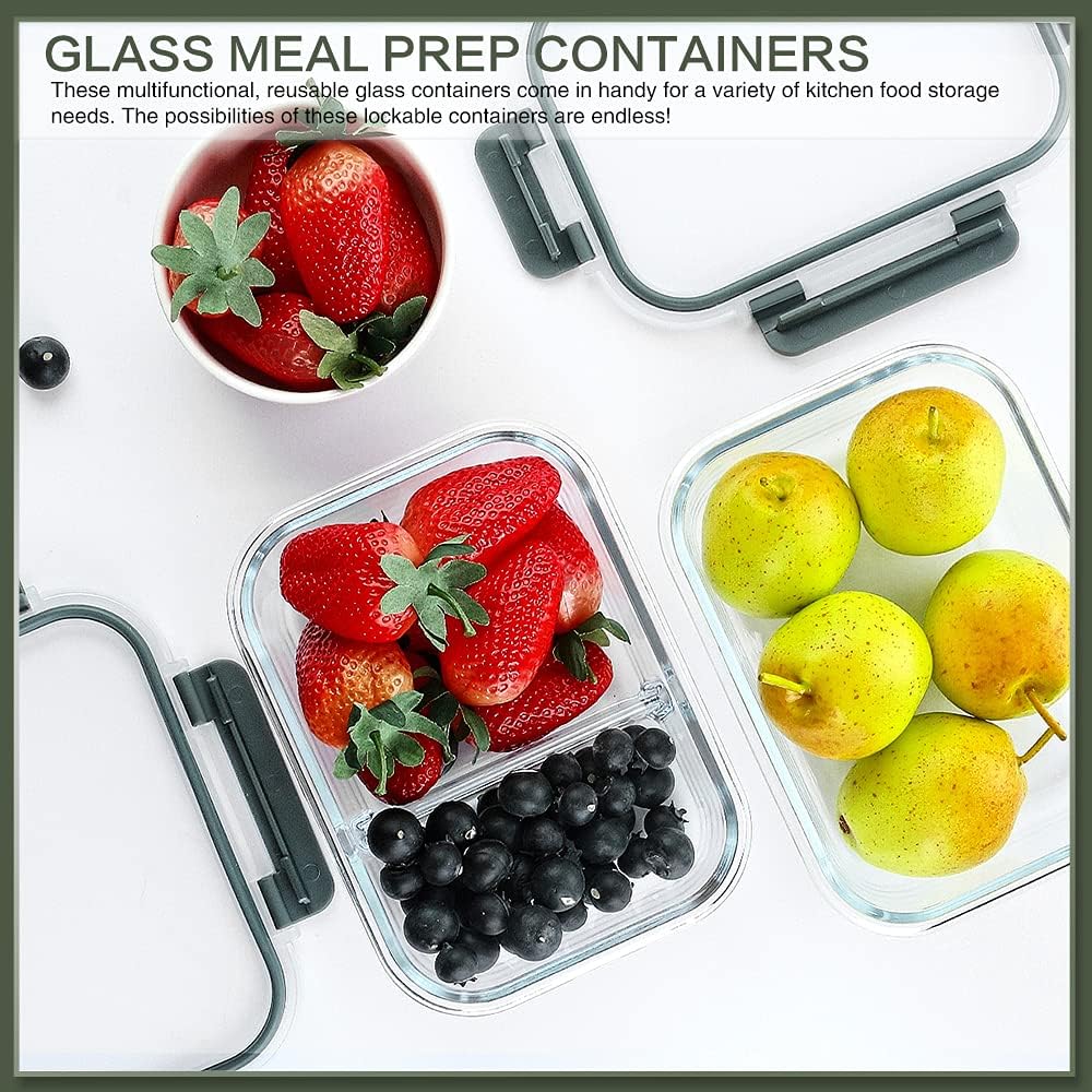 KOMUEE 10 Packs 30 oz Glass Meal Prep Containers,Glass Food Storage Co
