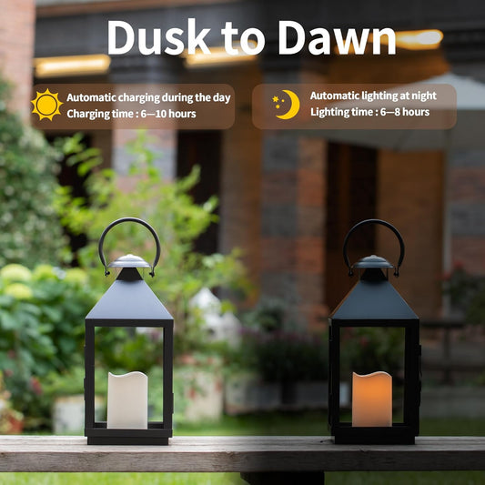 Solar Candles Outdoor Waterproof, 3" x 4.5" Ivory White Flameless Candles, Dusk to Dawn Light Sensor, LED Rechargeable Pillar Solar Candles for Outdoor Lanterns, Patio Decor