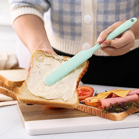 3Pcs Silicone Jar Spatula Long Handle Kitchen Spatulas for Mixing, Scraping, and Spreading,Ideal for Jars, Baking, Cake Icing, Cream, Butter, and Batter Kitchen Tool (Purple, Pink, Green)