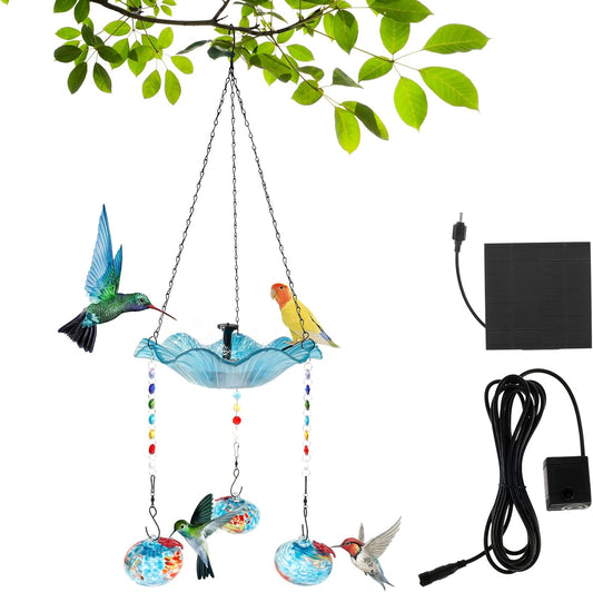 Hummingbird Feeder Bird Bath for Outdoors Hanging Hummingbird Bath Fountain Feeder Decorative Hummingbird Bath Feeder with 3 Feeder Balls Detachable Easy to Install for Birds ZHAZHAMO