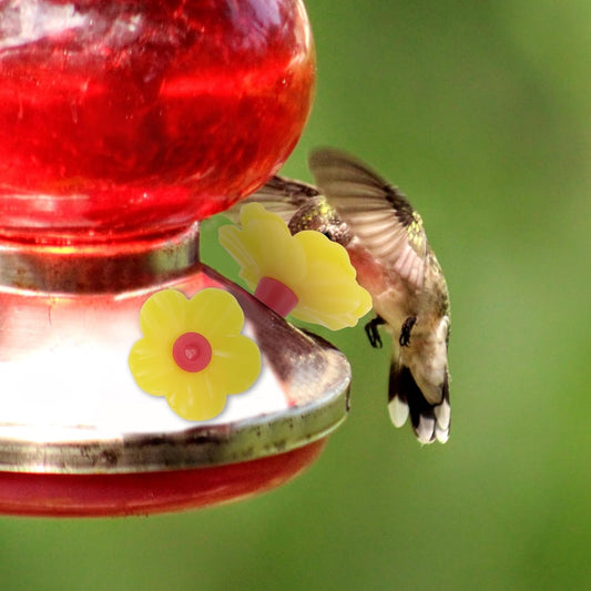 20 Pcs Hummingbird Feeder Parts W/ 2Pcs Cleaning Brush, Flowers for Hummingbird Feeder, Pet Hummingbird Feeder, Plastic, Yelowl, Attracts Hummingbirds