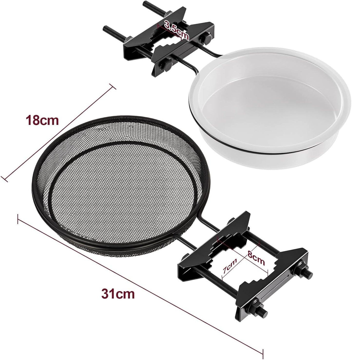 2 Pack Bird Feeder for Railing Pole, Bird Bath Feeding Station Kit with Water Bowl & Mesh Food Tray, Birdbaths & Birdfeeder Installed on Fences, Trees, Deck, Indoor and Outdoor