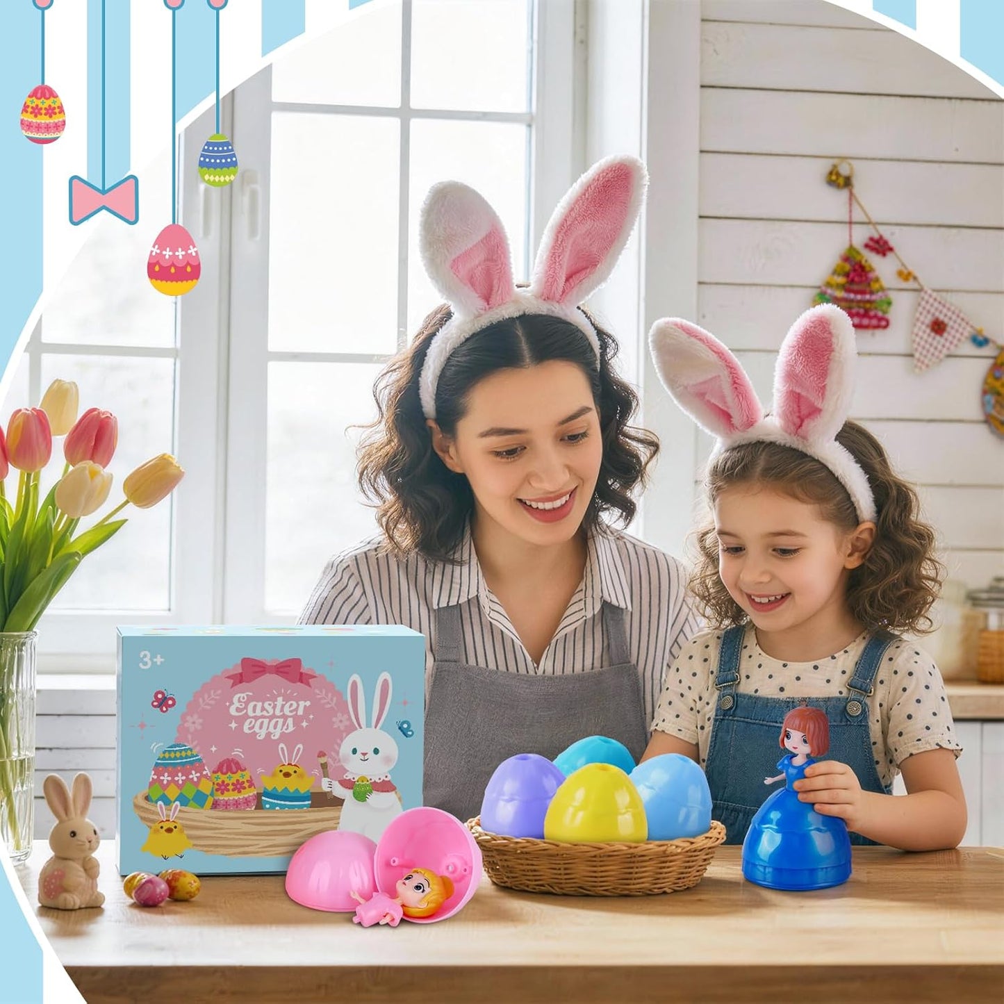 12 PCS Princess Prefilled Easter Eggs, Easter Basket Stuffer,Hunt Gifts for Kids, Classroom Prize and Party Favors