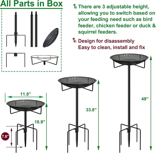 Standing Bird Feeder Tray,11.8" Stainless Steel Large Platform Bird Fe