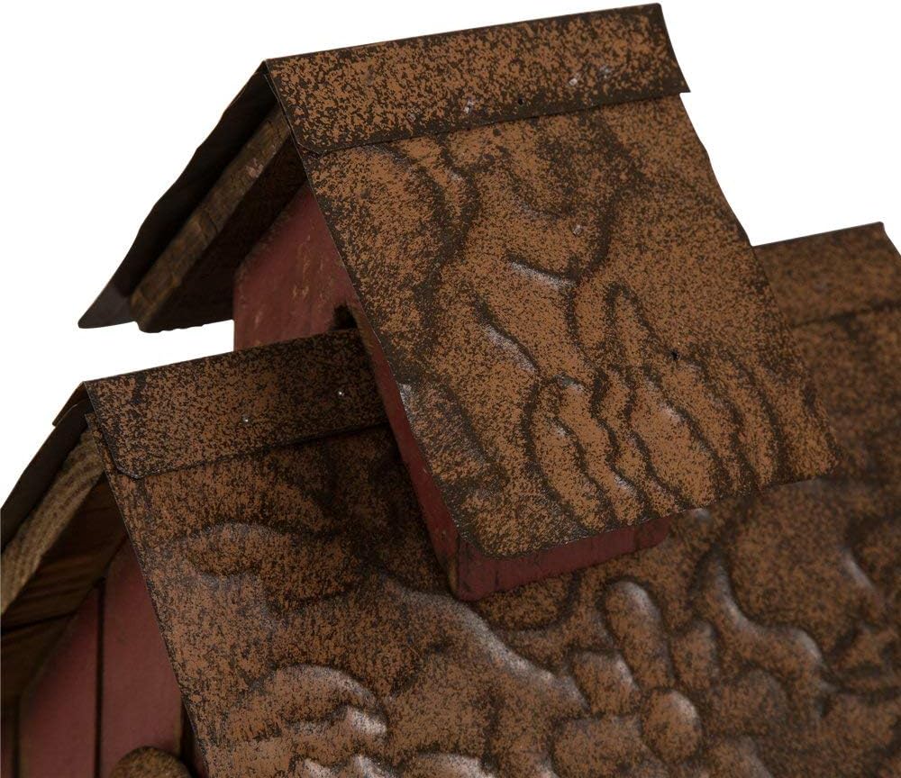 Glitzhome Bird Houses for Outdoors, 20.67" H Rustic Wooden Bird House Barn Design Hand Painted Birdhouse Extra-Large Bird Houses for Outsides