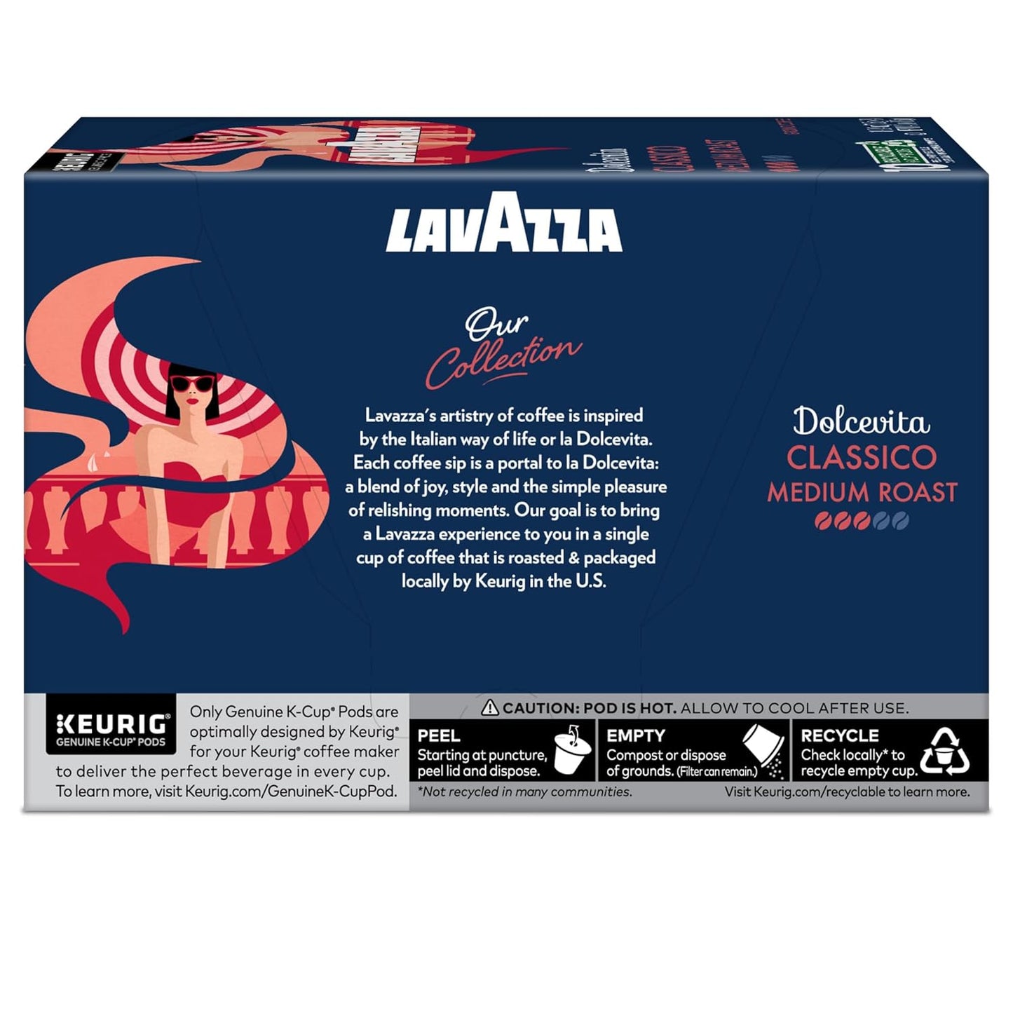Lavazza Dolcevita Classico, Single-Serve Keurig K-Cup Pods, Medium Roast Coffee, 60-Count Box (6 Packs of 10)