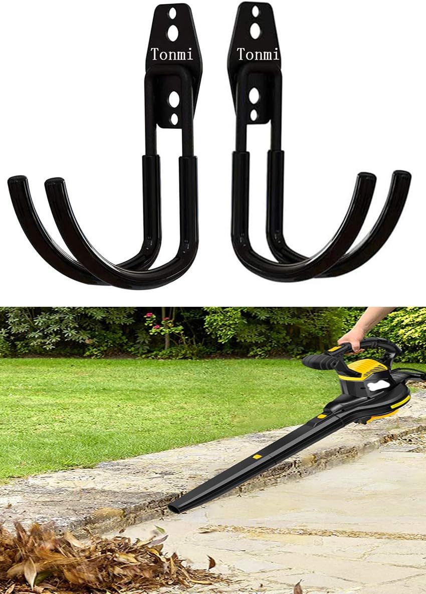 2Pcs Leaf Blower Hanger for Garage, Chainsaw Holder Wall Mount, Power Hedge Trimmers Rack, Heavy Duty Chainsaws Hooks, String Trimmer Hangers, for Home/Garden Tools Organizers and Storage (Set of 2)