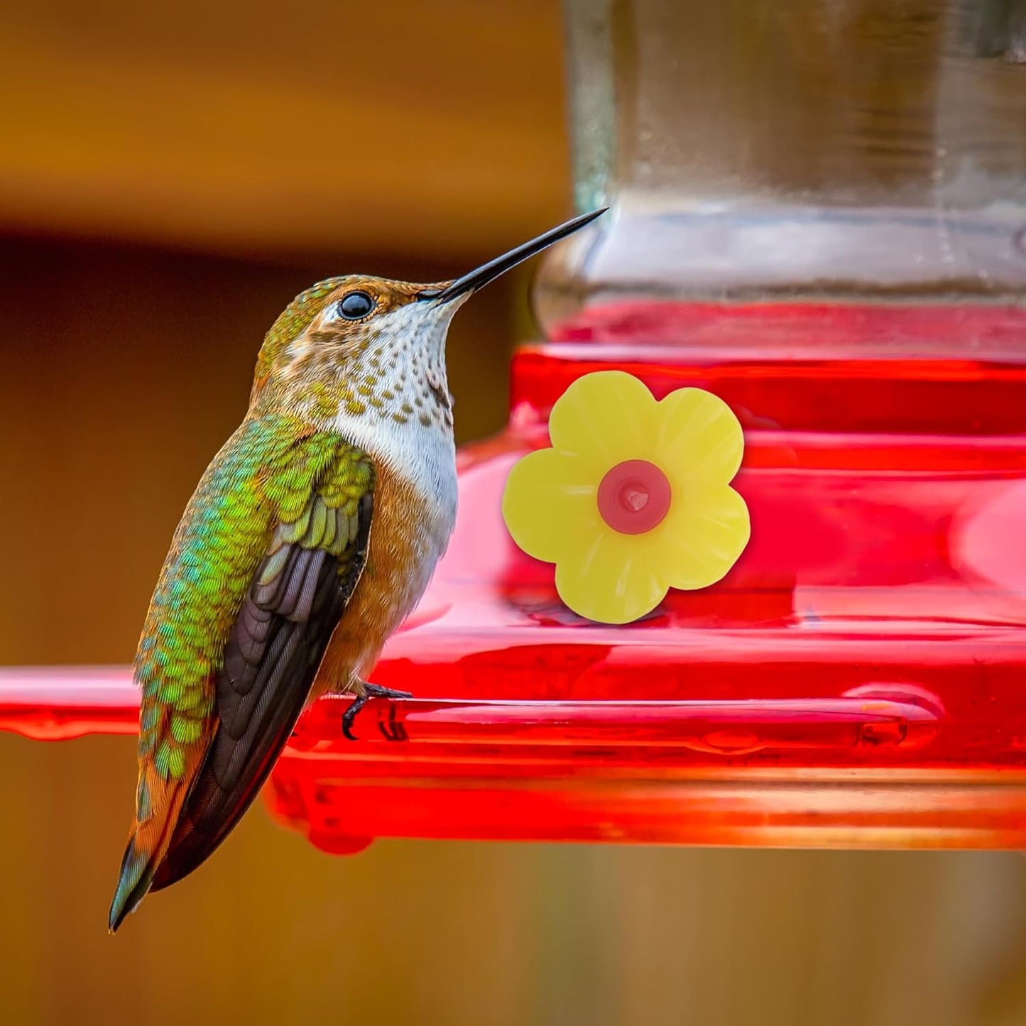 20 Pcs Hummingbird Feeder Parts W/ 2Pcs Cleaning Brush, Flowers for Hummingbird Feeder, Pet Hummingbird Feeder, Plastic, Yelowl, Attracts Hummingbirds